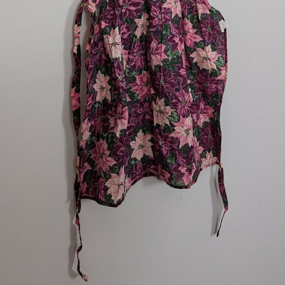 Vintage 1980s Child's Apron Pink Purple Poinsettias Quilted Front All Cotton USA - Picture 10 of 16
